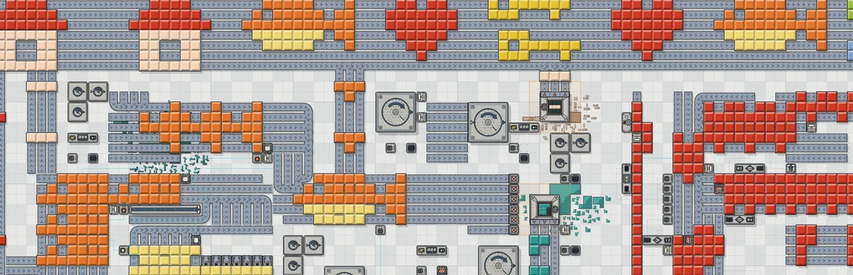 Key art: a factory floor full of figures, no logo