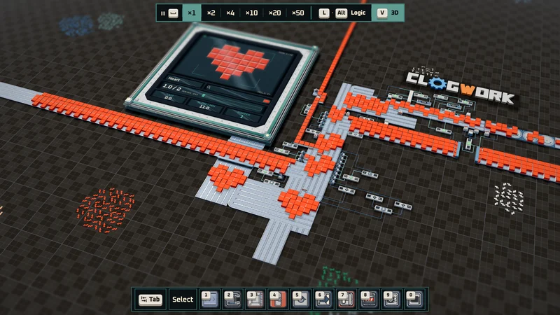 The heart factory on the dark floor, in the 3D view