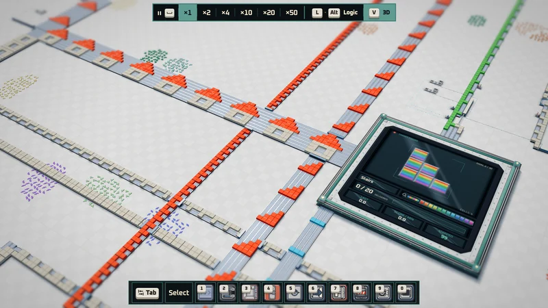 Lines of roof and wall pieces running across the floor to the Core, in the 3D view