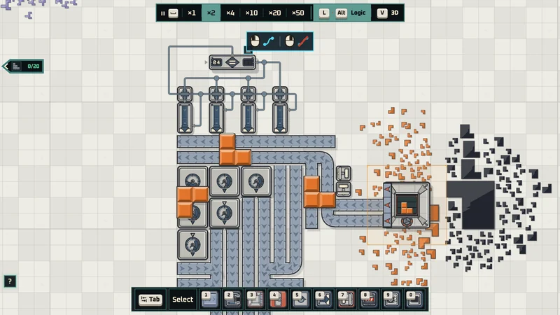 Readers and wires deciding where pieces go, in the 2D view
