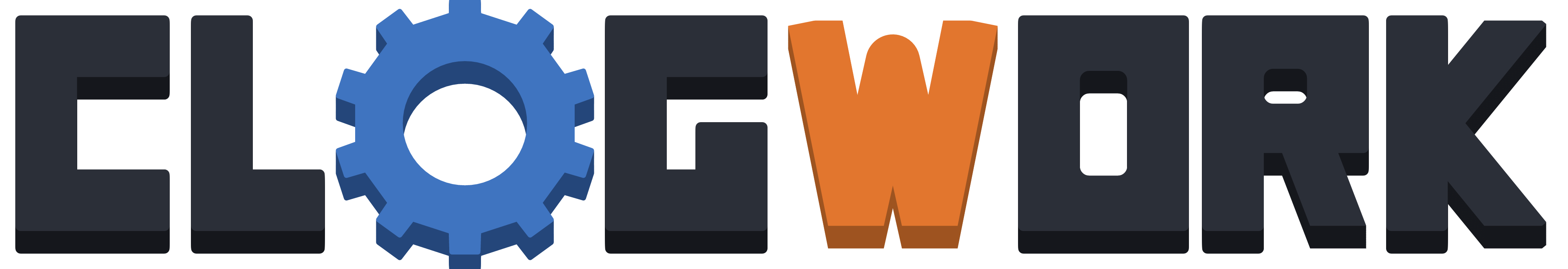 CLOGWORK wordmark with dark letters